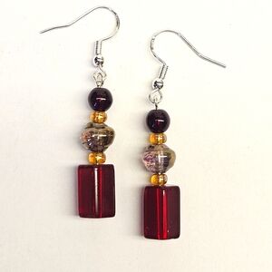 Red Glass Beaded Earrings